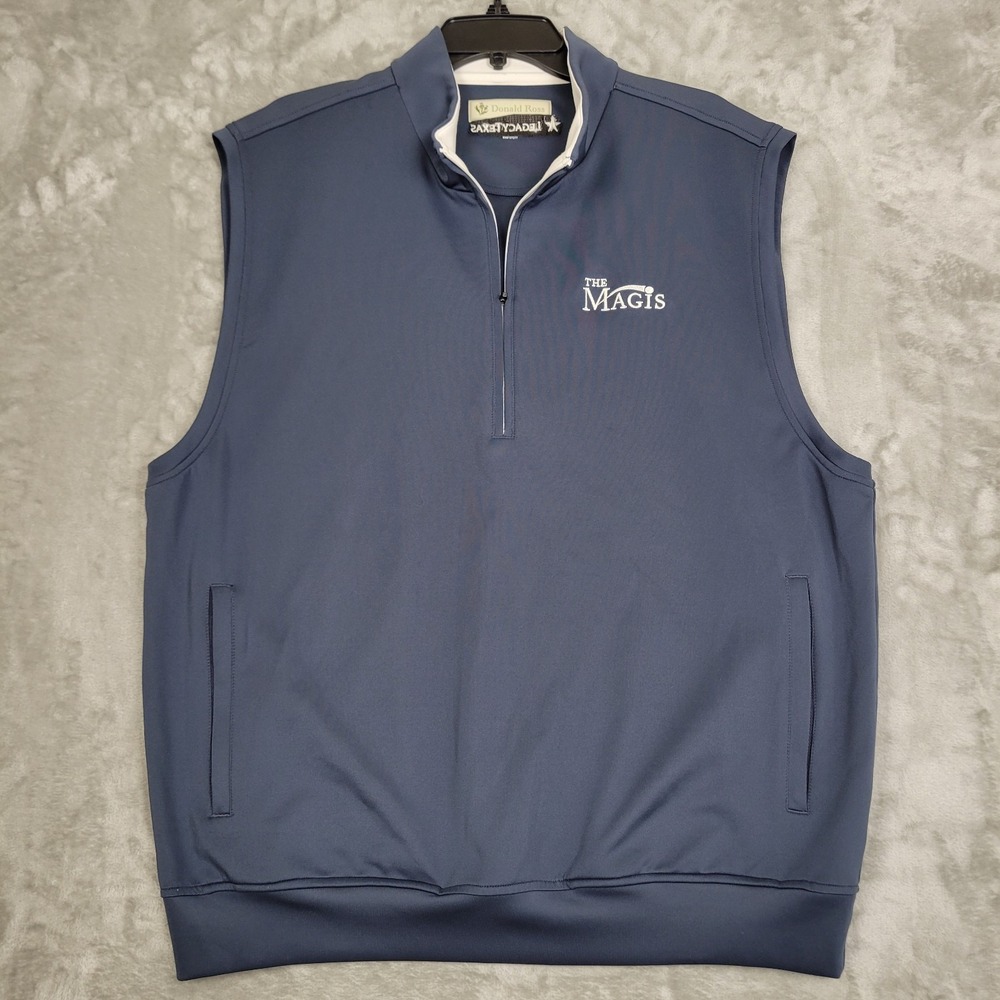 Donald Ross 1/4 Zip Fleece Vest Mens Large Dark Blue Golf Pullover Preppy‎ Logo